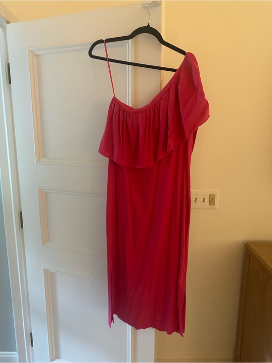 Pomander Place Dresses & Skirts - Pomander Place One-Shoulder Ruffle Dress in Hot Pink